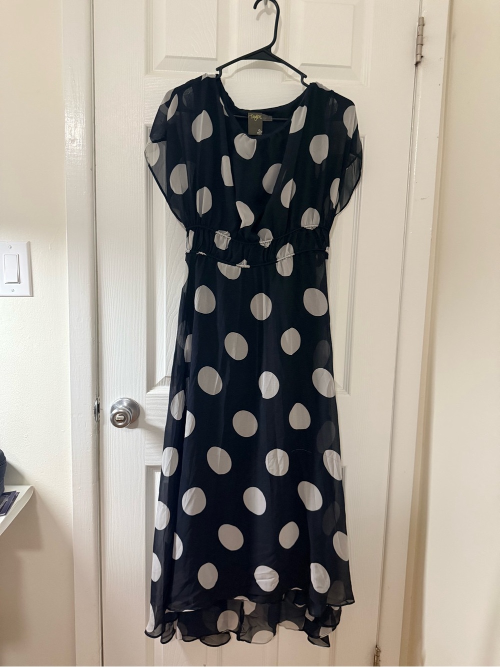 Taylor Black Maxi Dress with White Polka Dots